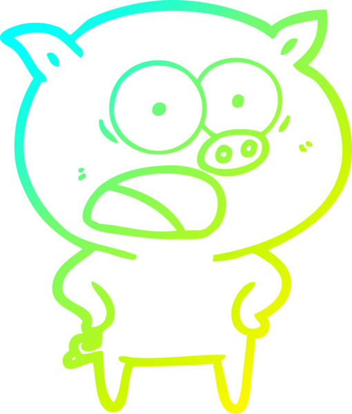 Bir insan tarafından çizilmiş bağıran domuz çizgi filmi çizimi.