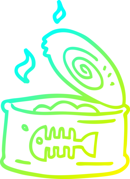 Bir insan tarafından çizilmiş bir ton balığı konservesinin soğuk gradyan çizimi.