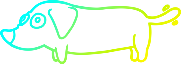 Bir insan tarafından çizilmiş küçük bir köpeğin soğuk eğimli çizgisi.