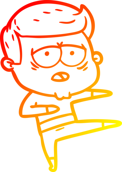 Bir insan tarafından çizilmiş, yorgun bir adamın çizgi çizimi.