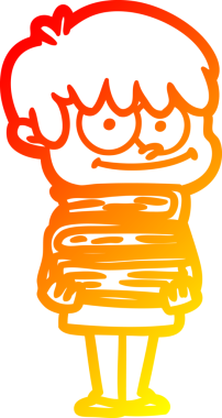 Bir insan tarafından çizilmiş mutlu bir çizgi film karakteri çizimi.