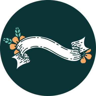 İkonik dövme tarzı bir afiş ve bir insan tarafından çizilmiş çiçekler.