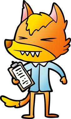 Ofis çalışanı Fox çizgi film karakteri bir insan tarafından çizilmiş.