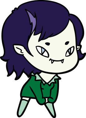 Bir insan tarafından çizilmiş çizgi film dostu vampir kız.