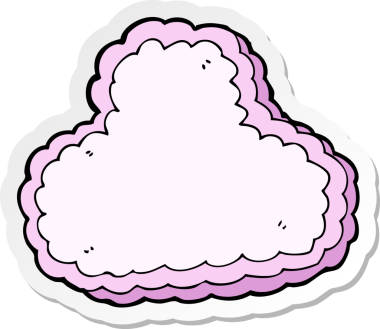 Bir insan tarafından çizilmiş karikatür dekoratif bulut çıkartması.