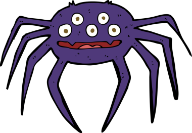 Bir insan tarafından çizilmiş cadılar bayramı örümceği çizgi filmi.