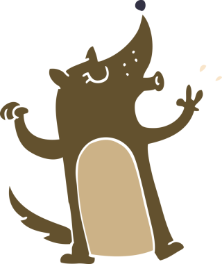 Bir insan tarafından çizilmiş karalama, ıslık çalan kurt.