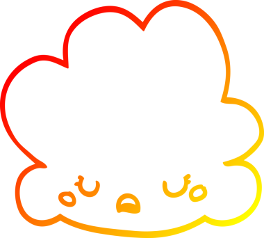 Bir insan tarafından çizilen karikatür bulutunun sıcak gradyan çizimi