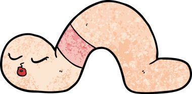 Bir insan tarafından çizilmiş bir solucan.