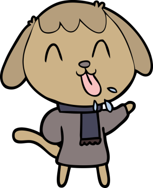 Bir insan tarafından çizilmiş şirin bir çizgi film köpeği.