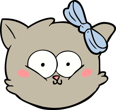 Bir insan tarafından çizilmiş sevimli çizgi film kedisi yüzü.