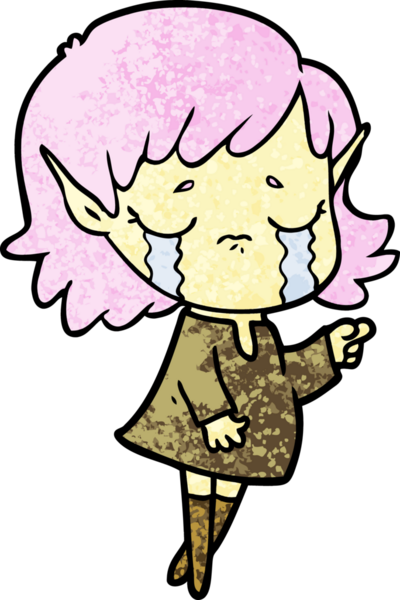 Bir insan tarafından çizilmiş ağlayan elf kızı.