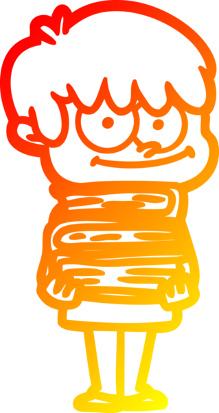 Bir insan tarafından çizilmiş mutlu bir çizgi film karakteri çizimi.