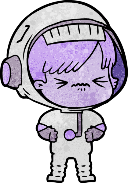 Bir insan tarafından çizilmiş kızgın uzay kızı.