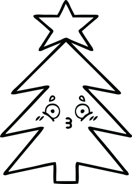 Bir insan tarafından çizilmiş bir noel ağacının çizgi çizimi