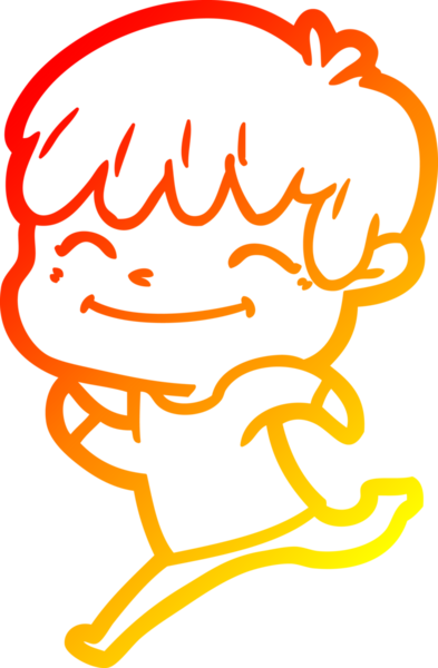 Bir insan tarafından çizilen mutlu bir çocuğun sıcak çizgi çizimi.