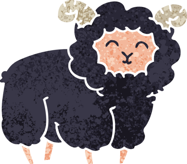 Retro illüstrasyon tarzı, bir insan tarafından çizilmiş tuhaf çizgi film koçu.