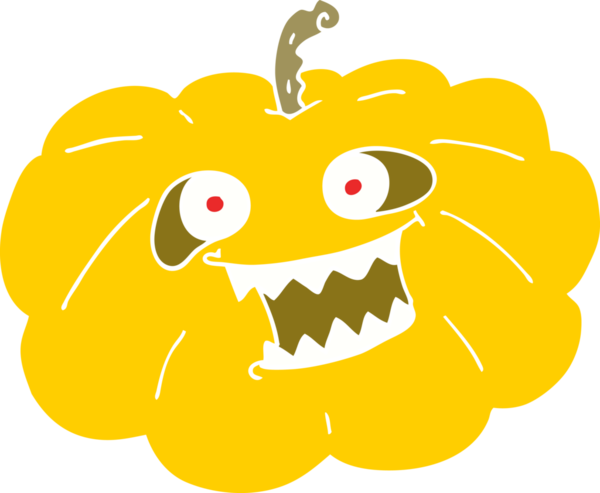 Bir insan tarafından çizilen cadılar bayramı balkabağının düz renk çizimi