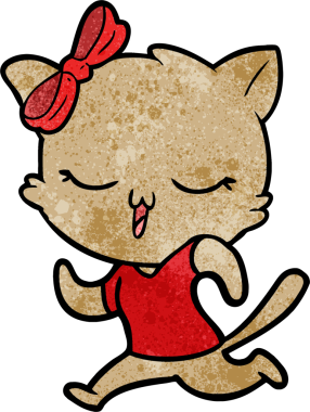 Bir insan tarafından çizilmiş kafasında yay olan çizgi film kedisi.