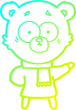 Bir insan tarafından çizilen şaşırmış ayı karikatürünün soğuk gradyan çizgisi