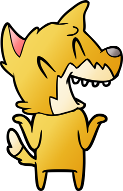 Bir insan tarafından çizilmiş gülen tilki çizgi filmi.