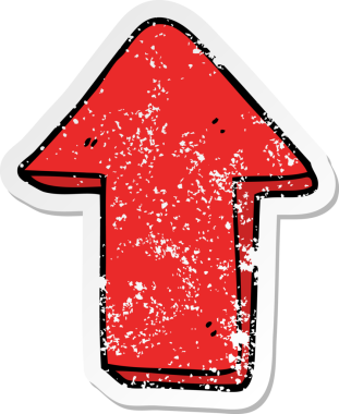 Bir insan tarafından çizilmiş ok şeklindeki karikatür çıkartması.