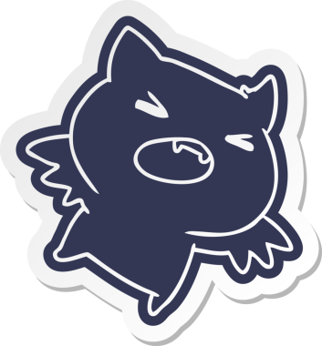 Bir kawaii 'nin karikatür çıkartması Bir insan tarafından çizilmiş şirin bir yarasa