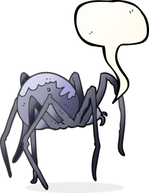 Bir insan tarafından çizilmiş serbest konuşma balonu çizgi filmi ürpertici örümcek.