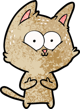 Bir insan tarafından çizilmiş çizgi film kedisi.