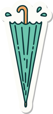 Bir insan tarafından çizilmiş geleneksel kapalı şemsiye stili dövme çıkartması.