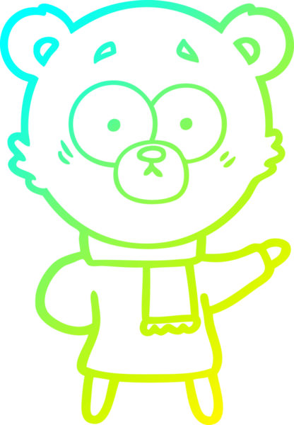 Bir insan tarafından çizilen şaşırmış ayı karikatürünün soğuk gradyan çizgisi