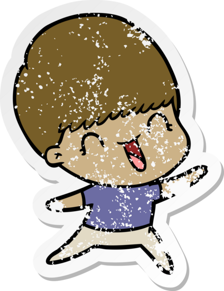 Bir insan tarafından çizilmiş mutlu çizgi film çocuğunun sıkıntılı çıkartması.