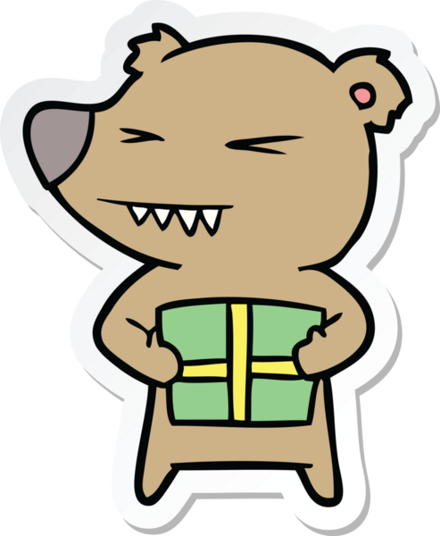 Bir insan tarafından çizilmiş kızgın bir ayı çizgi filminin çıkartması.