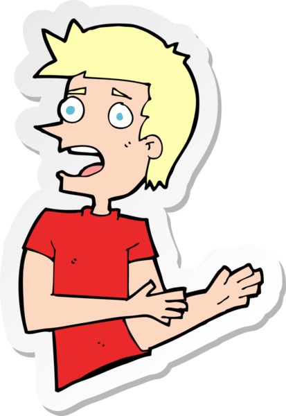 Bir insan tarafından çizilmiş bir karikatür çıkartması.