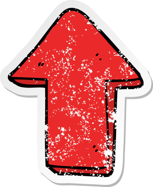 Bir insan tarafından çizilmiş ok şeklindeki karikatür çıkartması.