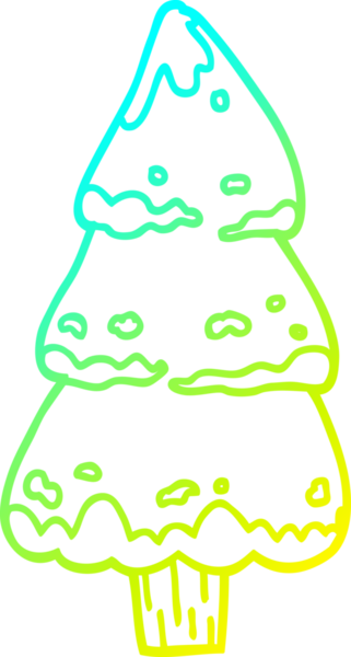 Bir insan tarafından çizilmiş çam ağaçlarının soğuk gradyan çizgileri.