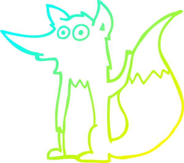 Bir insan tarafından çizilmiş bir kurdun soğuk çizgi çizimi.