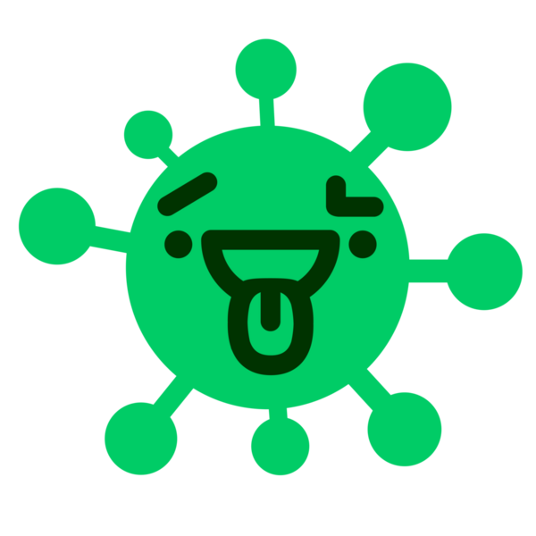 Bir insan tarafından çizilmiş kafası karışmış mutlu bir virüs.