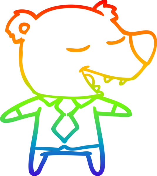 Bir insan tarafından çizilmiş gömlek ve kravat giyen bir ayının çizgi çizimi.