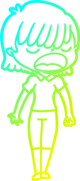 Bir insan tarafından yüksek sesle çizilmiş bir karikatür kadın çizimi.