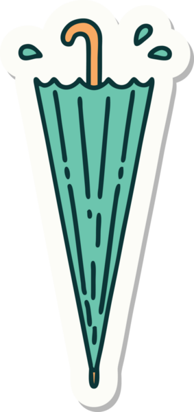 Bir insan tarafından çizilmiş geleneksel kapalı şemsiye stili dövme çıkartması.