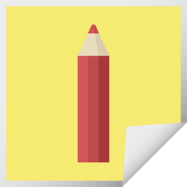 kırmızı renkli kalem grafik vektör kare etiketi bir insan tarafından çizildi