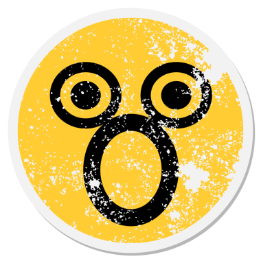 Bir insan tarafından çizilmiş şok olmuş yüz dairesel çıkartması.