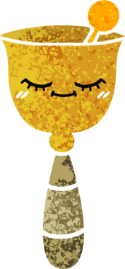 Bir insan tarafından çizilmiş okul çanının retro çizim stili karikatürü