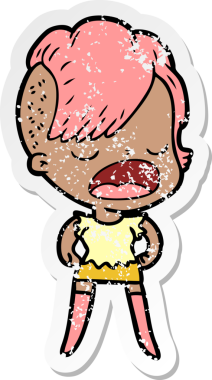 Bir insan tarafından çizilmiş havalı bir hippi kızın karikatür çıkartması.