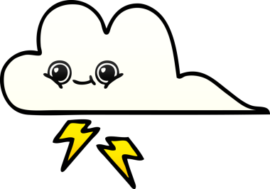 Bir insan tarafından çizilmiş bir fırtına bulutunun gölgelenmiş karikatürü