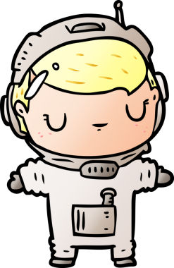 Bir insan tarafından çizilmiş sevimli astronot çizgi filmi.