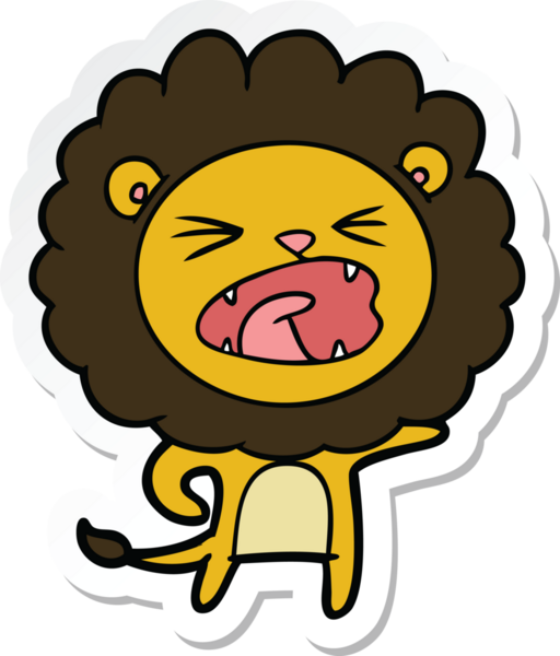 Bir insan tarafından çizilmiş karikatür aslanının çıkartması.