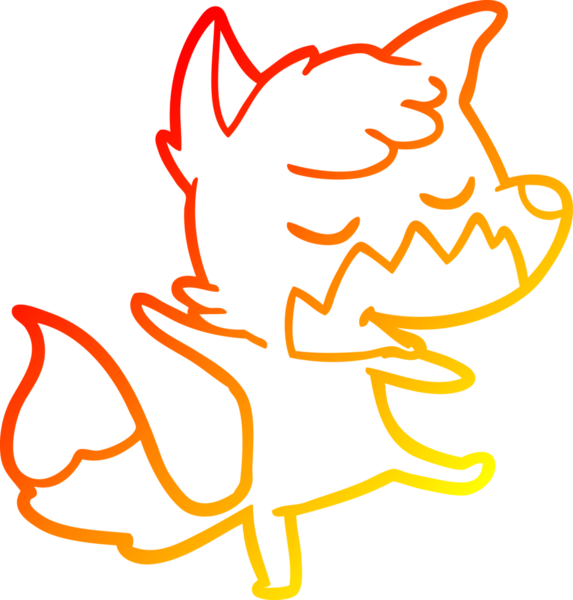 Bir insan tarafından çizilmiş dost canlısı bir tilkinin sıcak çizgi çizimi