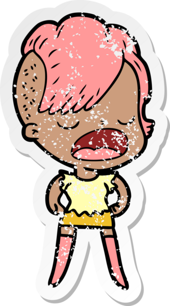 Bir insan tarafından çizilmiş havalı bir hippi kızın karikatür çıkartması.